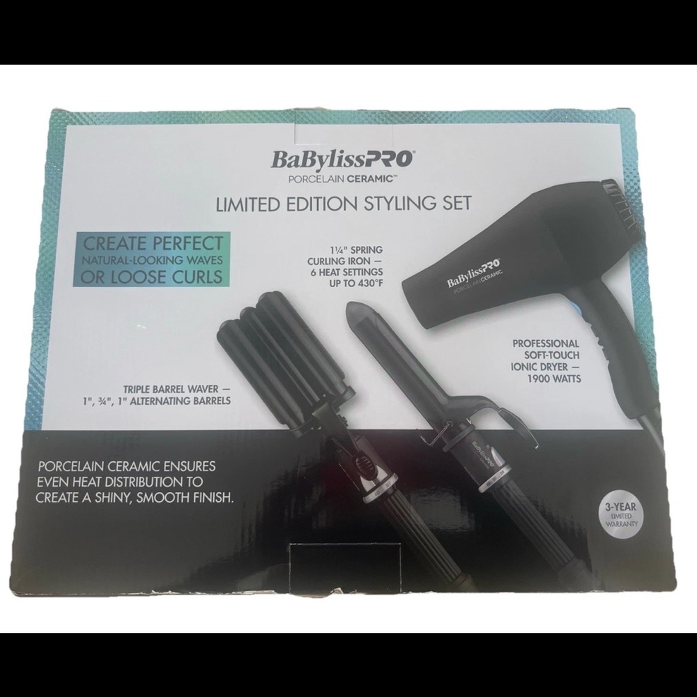BaBylissPRO Limited Edition Porcelain Ceramic 3-Piece Styling Set – NIB - Picture 5 of 7